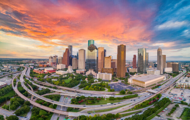 Houston, Texas, USA Drone Skyline Aerial Panorama